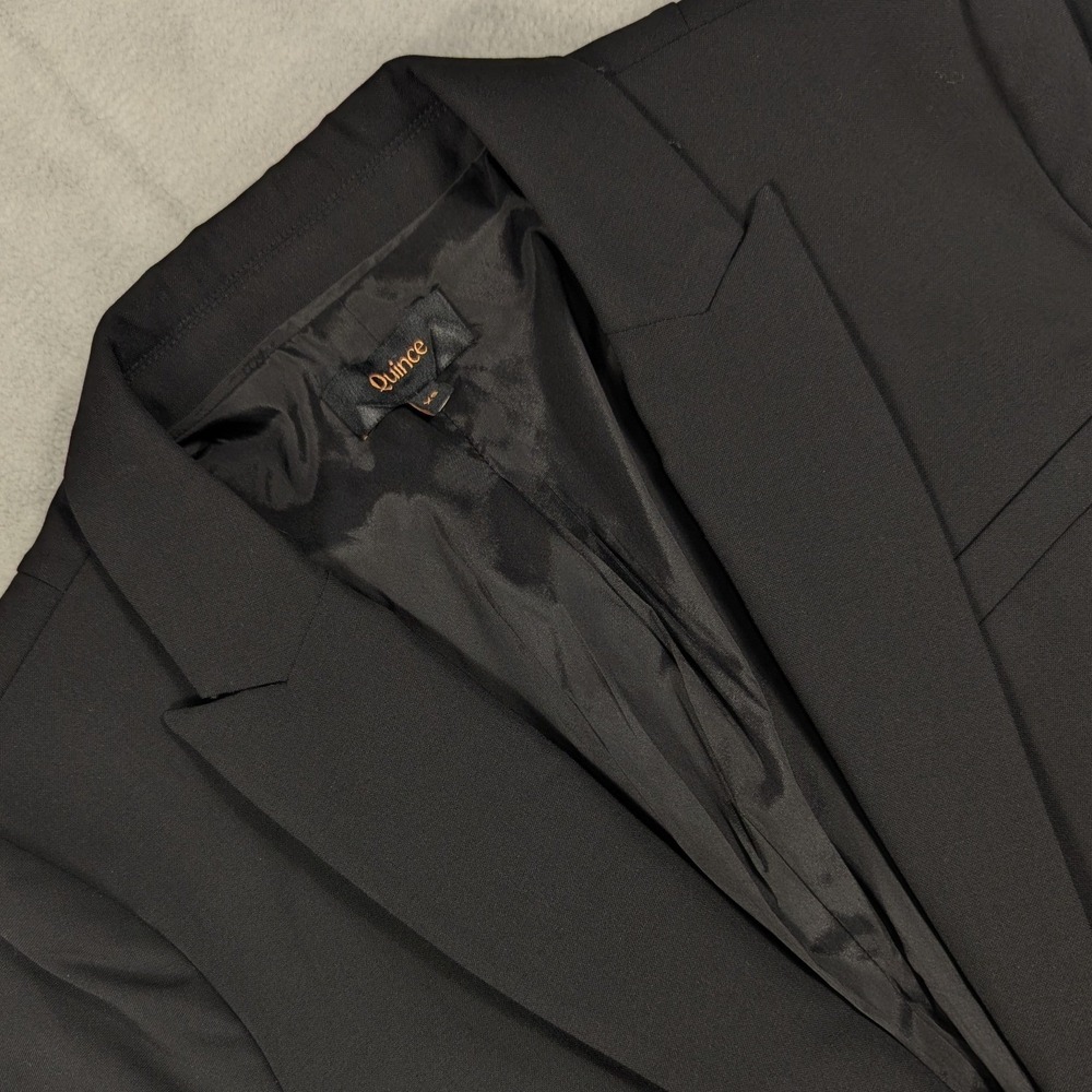 Quince Womens Tollegno Italian 3D Wool Single Button Blazer Black XS CMA01 FA24